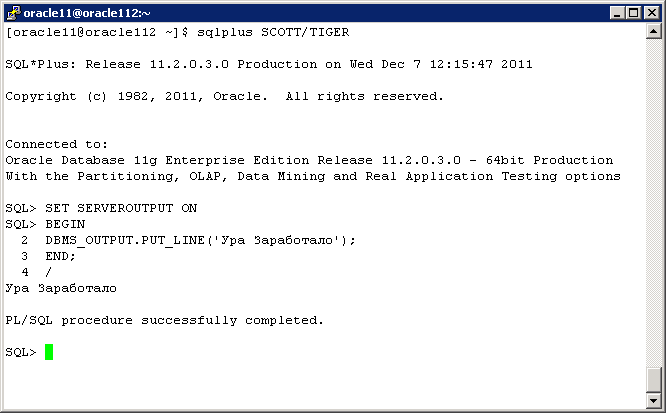 plsql hello world console sample